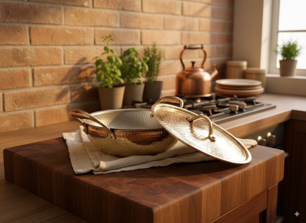 Brass Kadhai with Brass Lid